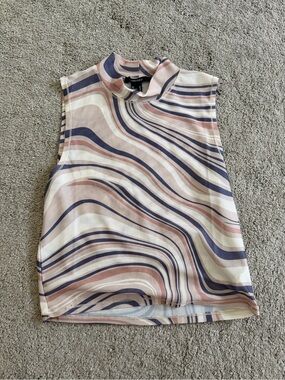 Forever 21 Mock Neck Tank Top - mesh multi color Swirl